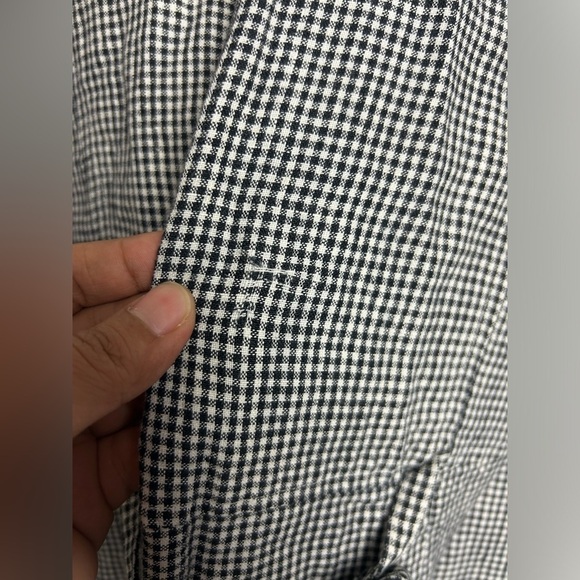 VTG Rafaella Y2K Size 8 100% Linen Checkered Black -White Cottage Holiday Edgy - Picture 14 of 15